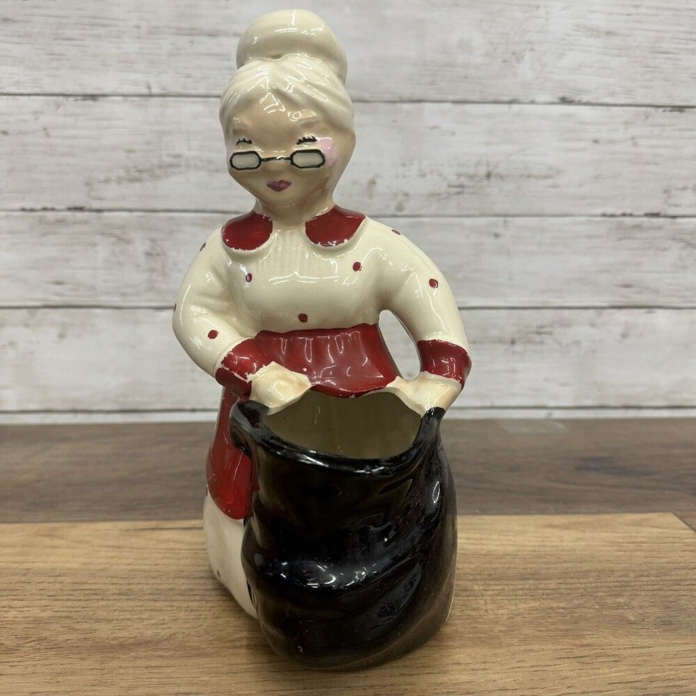Mrs Claus w/ Toy Bag Ceramic Figurine Statue Decoration Christmas Holiday